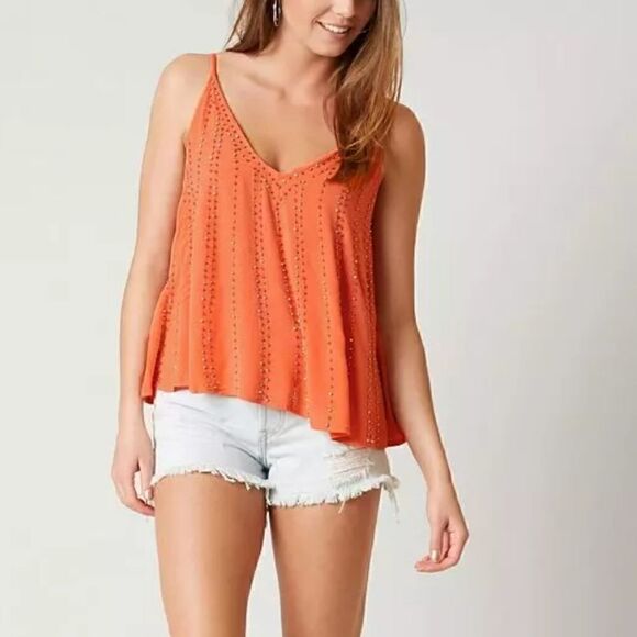 Free People Coral Beaded Embellished Oversized Sleeveless Tank Top M - Picture 3 of 14